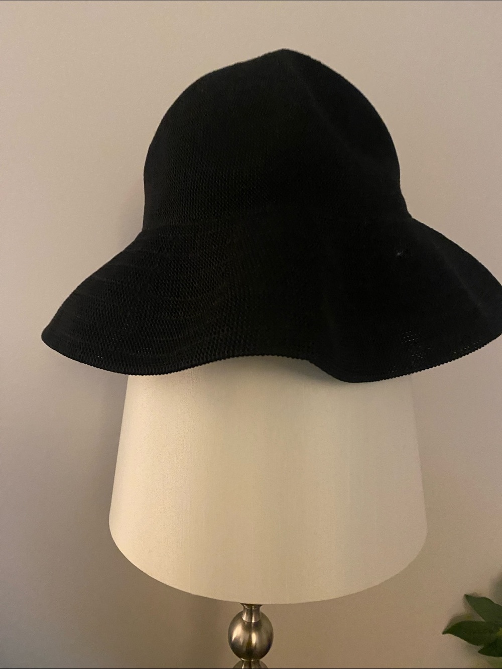 Scala Black Wide-Brim Knit Foldable Bucket Hat